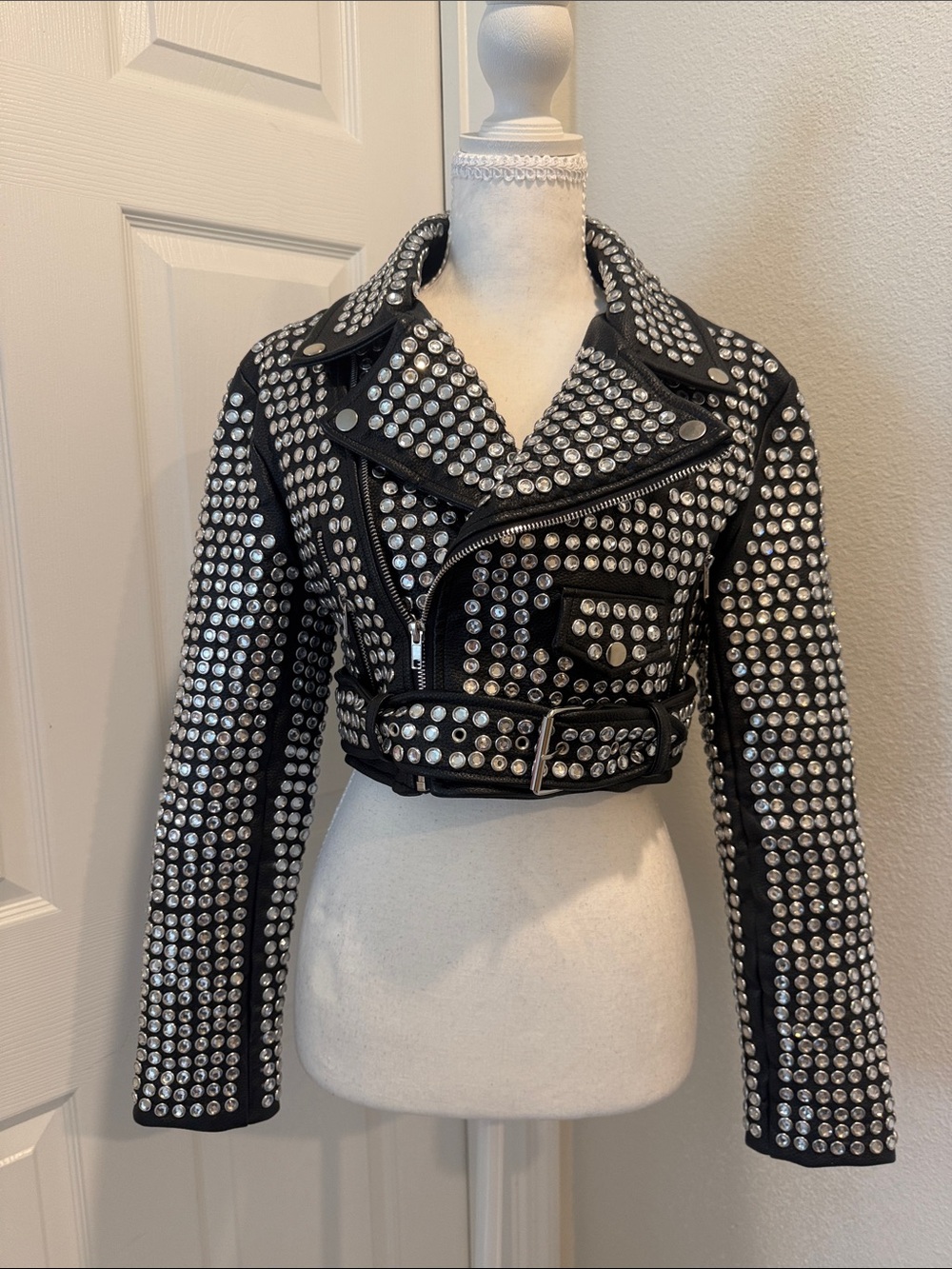 Azalea Wang Black Studded Moto Jacket